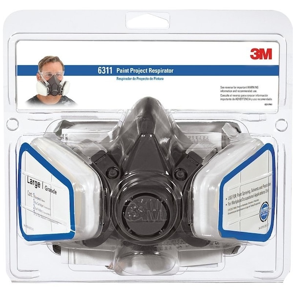 3M TEKK Protection Valved Paint Respirator, L Mask, P95 Filter Class, 95  Filter Efficiency - 6311PA1-A/R6311