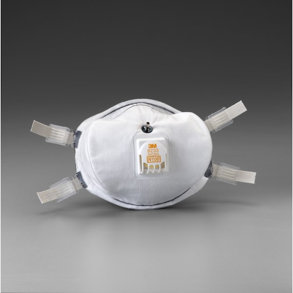 3M N100 Disposable Respirator w/ Valve, Universal, PK20 - 8233Q