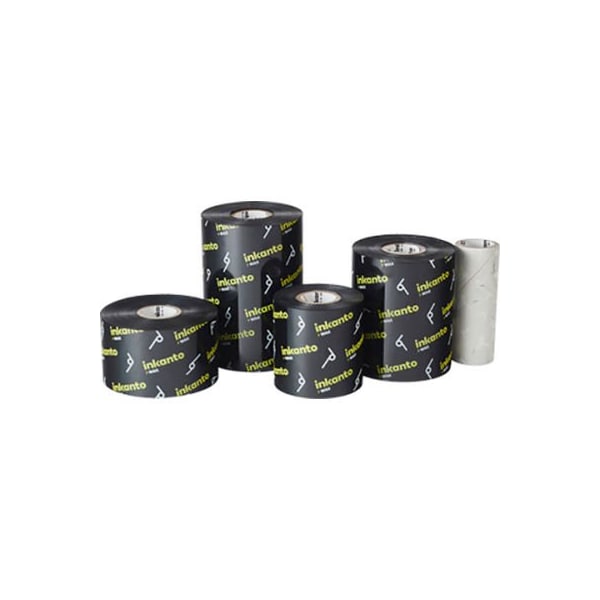Cintas de cera premium Armor Usa Inkanto AWR 8, 110mm de ancho x 450m de largo, color negro, 12 rollos por caja - T65082IO