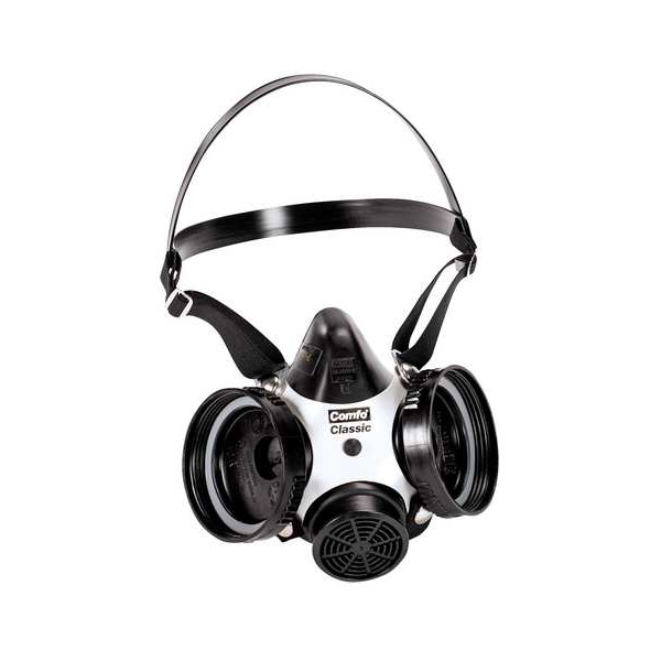 Msa Safety Half Mask Respirator, Comfo Classic Series, Not Rated, Threaded, Size M 0 Cartridges Included - 808071