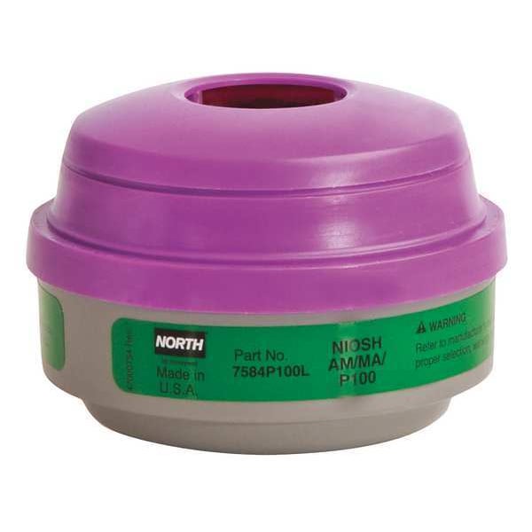 Honeywell North Combination Cartridge/Filter, N, Green, Magenta, Threaded, North Full or Half Mask Respirators - 7584P100L