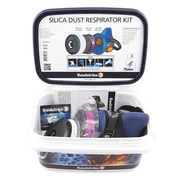 Sundstrom Safety Half Mask Respirator, SR 100, SR 510 Series, P100, Snap-In Gasket, Size M 1 Cartridges Included - H10-0014