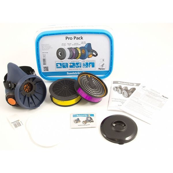 Sundstrom Safety Half Mask Respirator Kit, SR 100, SR 229, SR 221x5 Series, Snap-In Gasket, Size M - PRO PACK M/L