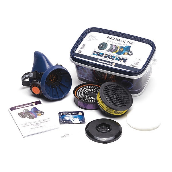 Sundstrom Safety Half Mask Respirator Kit, SR 100, SR 229, SR 221x5 Series, Snap-In Gasket, Size M - PRO PACK M/L