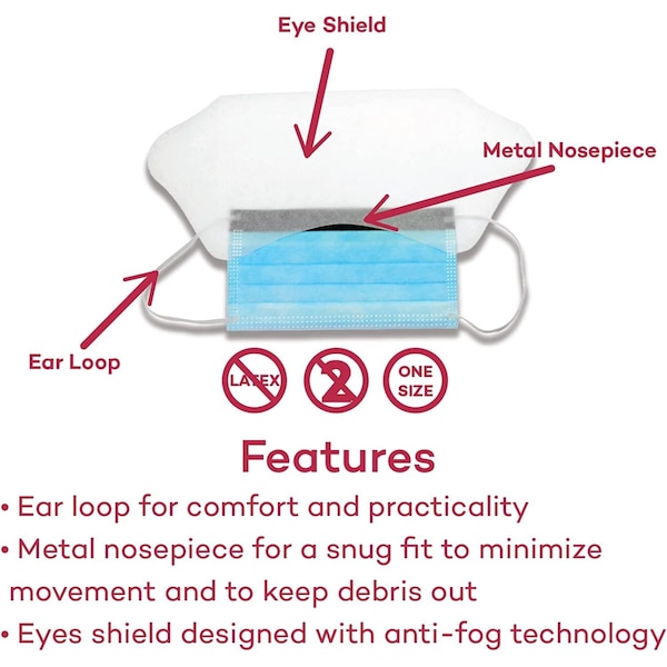 Dealmed Procedure Face Mask With Ear Loop & Shield, Blue, 50/Bx, 4/Cs, 200PK - 784011