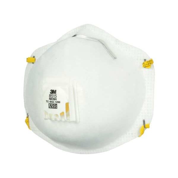 3M Disposable Respirator, N95, Molded, Dual, Non-Adjustable, Metal Nose Clip, M - 8515HA1-A