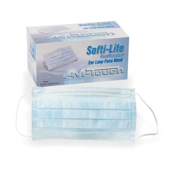 Dukal Surgical Mask, 3-Ply, Dual, Non-Adjustable Strap, None, Blue, M, 50 PK - 287077