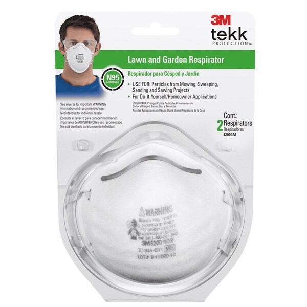 3M 3M N95 Lawn and Garden Disposable Respirator White 2 pk - 8200GC1-C
