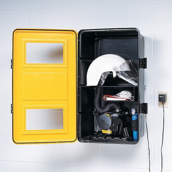 Allegro Industries Respirator Storage Cabinet, Black/Yellow - 29369