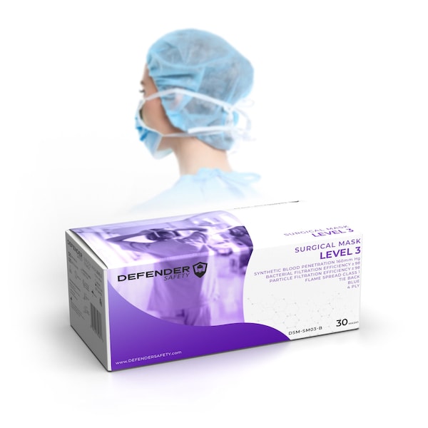 Defender Safety Procedural Mask, Blue, One Size Fits Most, 1200 PK - DSM-SM03-03-C