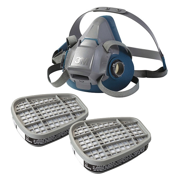 3M Half Mask Respirator Kit: 4 Cartridges Included, 6500 Series, Organic Vapor (OV), Bayonet, Size S - 29WT65-6AM37