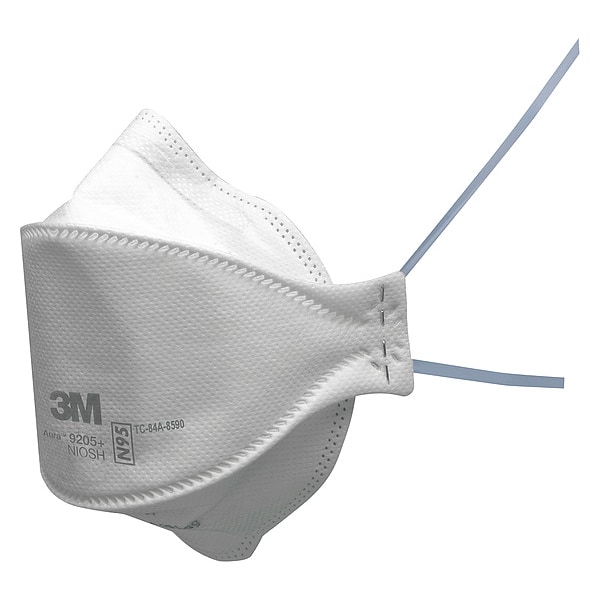 3M Disposable Respirator, N95, Flat-Fold, Dual, Adjustable, Metal Nose Clip, Universal - 9205+B