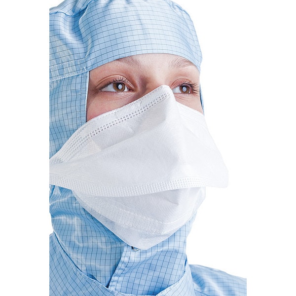 Bioclean Cleanroom Mask, 3-Ply, Dual, Non-Adjustable Strap, None, White, M, 200 PK - BDBS