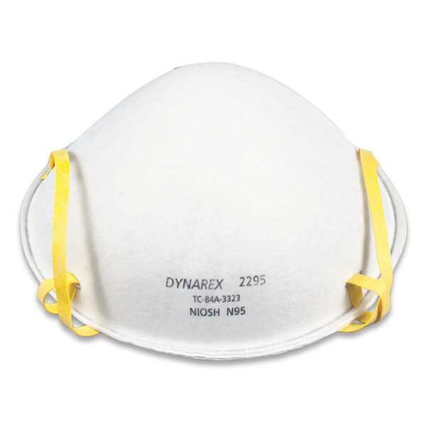 Dynarex Disposable Respirator, N95, Molded, Single, Adjustable, Metal Nose Clip, M - 2295