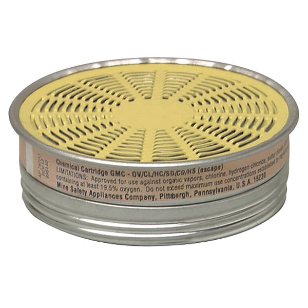 Msa Safety Cartridge, Comfo Classic, Yellow, Threaded, MSA(R) Comfo and Ultra Twin Respirators - 464046