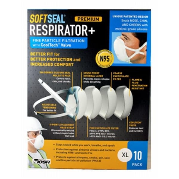 Ddme DDME 242428 N95 Softseal Valve Mask - Extra Large; Pack of 10 - 242428