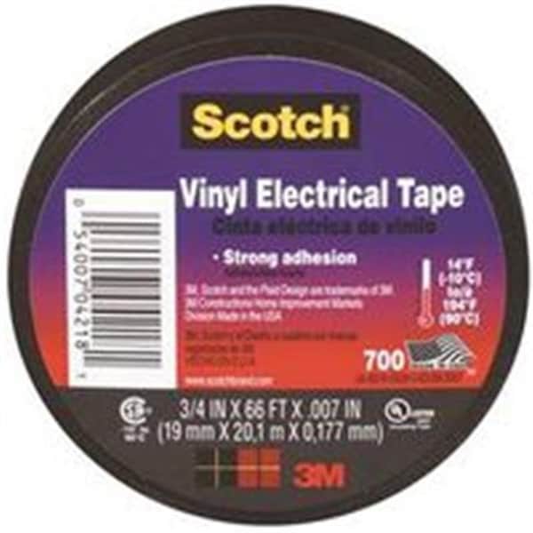 Cinta Eléctrica Scotch 3M 0094474; 0.75 pulg. de ancho x 66 ft. x 0.007 pulg. de grosor; Negro - 94474