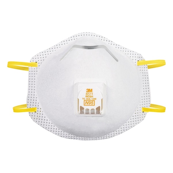 Scotch 3M N95 Sanding and Fiberglass Cup Disposable Respirator Pro-Series Valved White 10 pc - 8511HB1-C-PS