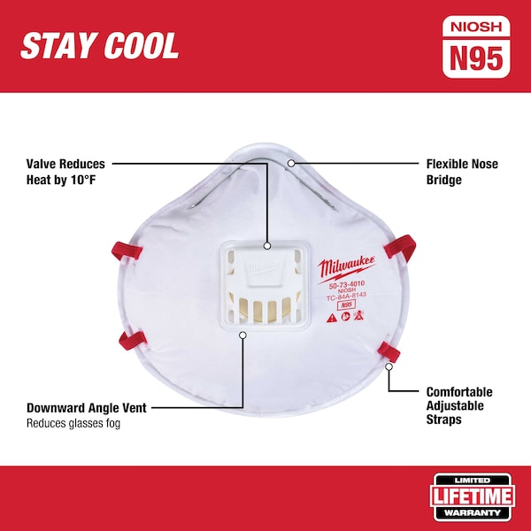 Milwaukee Tool N95 Valved Respirator - 48-73-4011