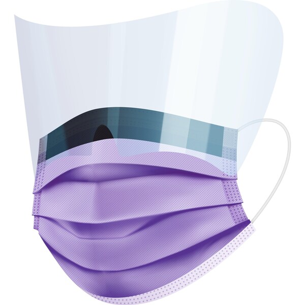 Ironwear Level 3 Blue Disposable Procedural Face Mask with AntiFog Shield Purple - 1508-PR