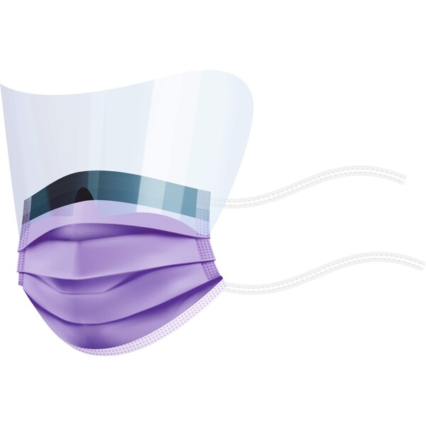 Ironwear Level 3 Blue Disposable Procedural Face Mask with AntiFog Shield and Tie Straps Purple - 1509-PR