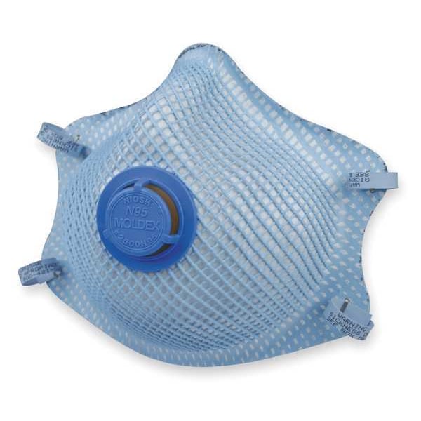 Moldex Disposable Respirator, N95, Nuisance Acid Gas, Molded, Dual, Non-Adjustable, Molded Nose Bridge, M - 2500N95
