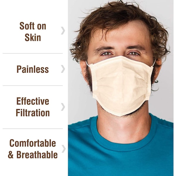 Wecare Disposable Face Mask, 3, Nude, Universal, 50 PK - WMN100023