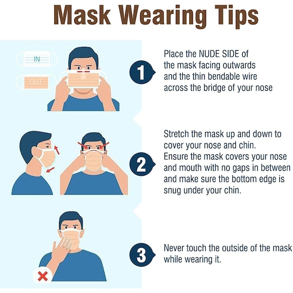Wecare Disposable Face Mask, 3, Nude, Universal, 50 PK - WMN100023