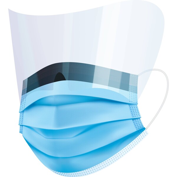 Ironwear Level 3 Blue Disposable Procedural Face Mask with AntiFog Shield Blue - 1508-B