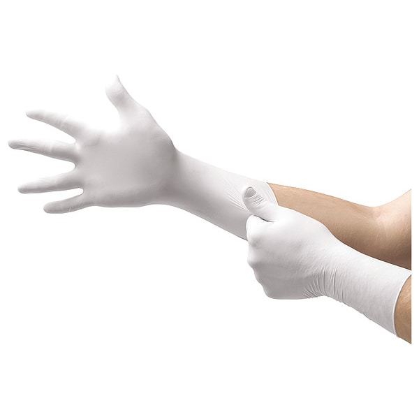 Ansell Sterile Cleanroom Gloves, 5 ISO Class, Polyisoprene, 11 1/2 in L, 8.6 mil, White, L, 200 PK - 83-500