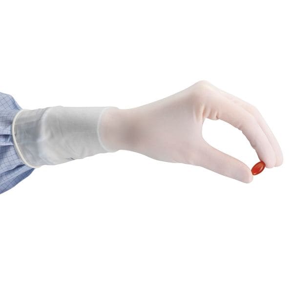 Ansell Sterile Cleanroom Gloves, 5 ISO Class, Polyisoprene, 11 1/2 in L, 8.6 mil, White, L, 200 PK - 83-500