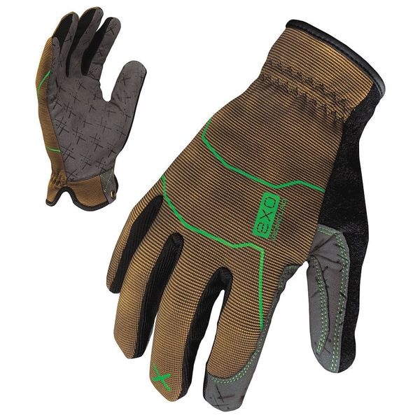 Ironclad Performance Wear Exo Mechanics Gloves, Synthetic Leather Palm, Nylon Back, 2XL, Green/Tan - EXO2-PUG-06-XXL