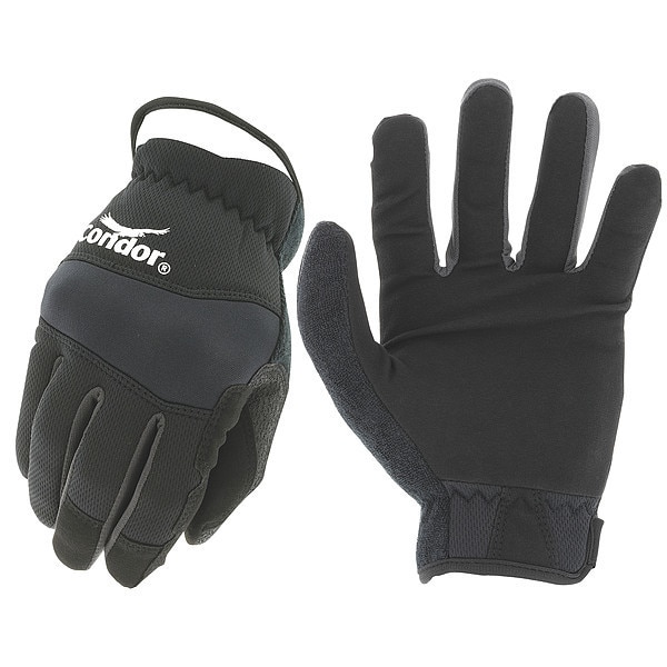 Condor Condor Mechanics Gloves, Synthetic Leather Palm, Polyester Back, 9, Black - 493V18