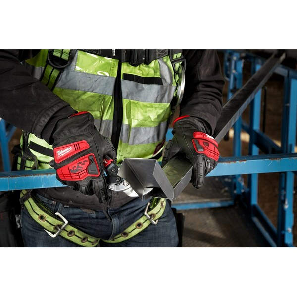 Milwaukee Tool Impact Cut Level 5, Goatskin Leather Glov, Goatskin, Shirred Slip-On Cuff, Keystone Thumb, S - 48-22-8780