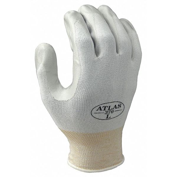 Showa Coated Gloves, Nitrile, Smooth, Palm, 4 Abrasion Level, White, M (7) 1 PR - 370WM-07