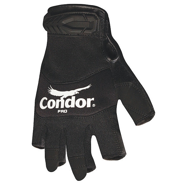 Condor Mechanics Gloves, Synthetic Leather Palm, S, Black - 42KZ54