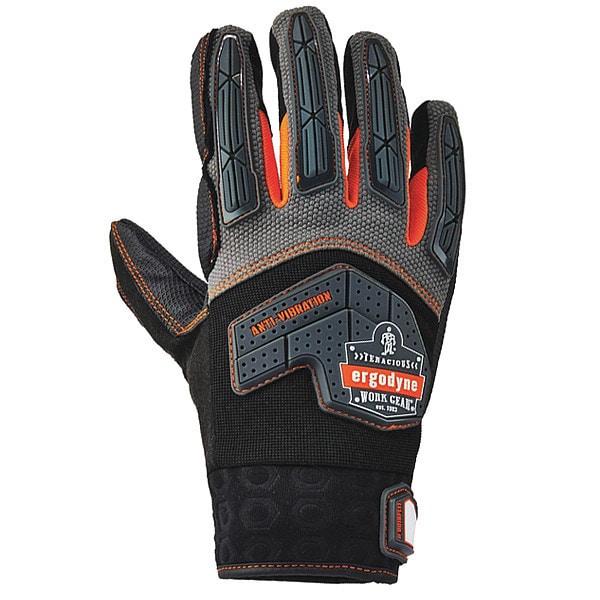 Proflex By Ergodyne Anti-Vibration Gloves, Black, L, PR - 17304