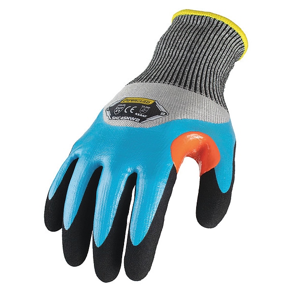 Ironclad Performance Wear Coated Gloves, HPPE/Nitrile Palm, Acrylic Lining, Black/Blue, XL ( 10 ) - SKC4SNW2-05-XL