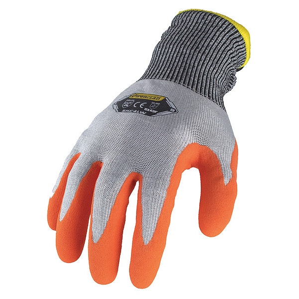 Ironclad Performance Wear Coated Gloves, HPPE/Latex Palm, Acrylic Lining, Gray/Orange, XS ( 6 ) - SKC4LW-01-XS