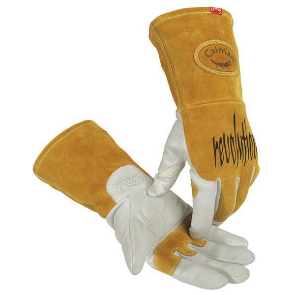 Caiman 1868 Welding Gloves, Gauntlet Cuff, Wing Thumb, Premium Goatskin, L, 1 PR - 1868-5