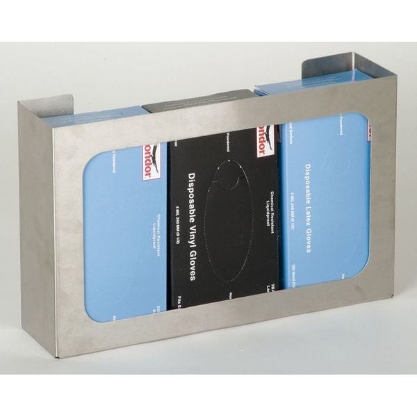 Zoro Select Glove Box Dispenser, Stainless Steel, Holds (3) Boxes , Silver , 10"H x 16"W x 3-3/4"D - 6GLA1