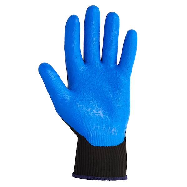 Kleenguard Coated Gloves, Foam Nitrile, Crinkled, Palm, 3 Abrasion Level, Blue/Black, M (8) 1 PR - 40226