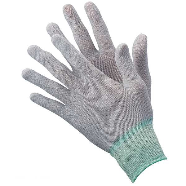 Condor Antistatic Gloves, Nylon/Carbon Fiber Yarns, 8 1/2 in L, 15 ga, Gray, L, 12 PK - 19L035