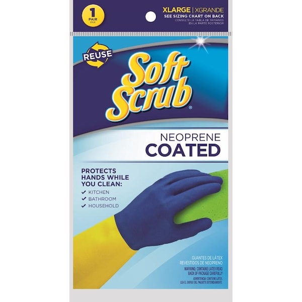 Soft Scrub Soft Scrub Latex/Neoprene Cleaning Gloves XL Blue/Yellow 1 pk - 12684-26