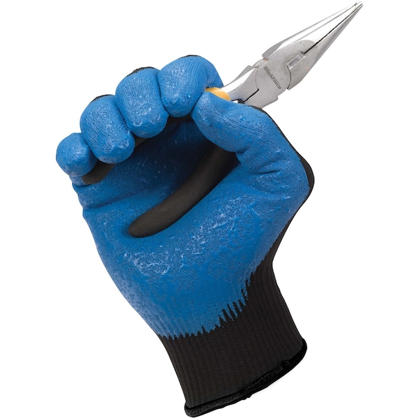 Kleenguard Coated Gloves, Nitrile, Crinkled, Palm, 3 Abrasion Level, Blue/Black, XL (10) 1 PR - 40228