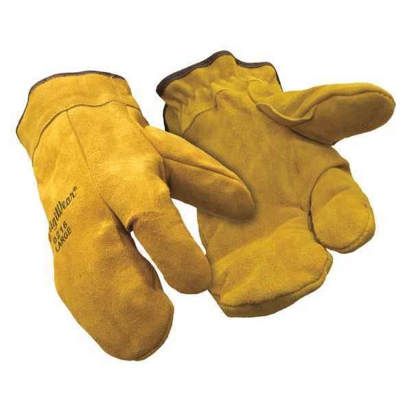 Refrigiwear Cold Protection Mitt Gloves, Split Cowhide Leather Palm, Knit Cuff, Tan, 1 PR - 0216RGLDXLG
