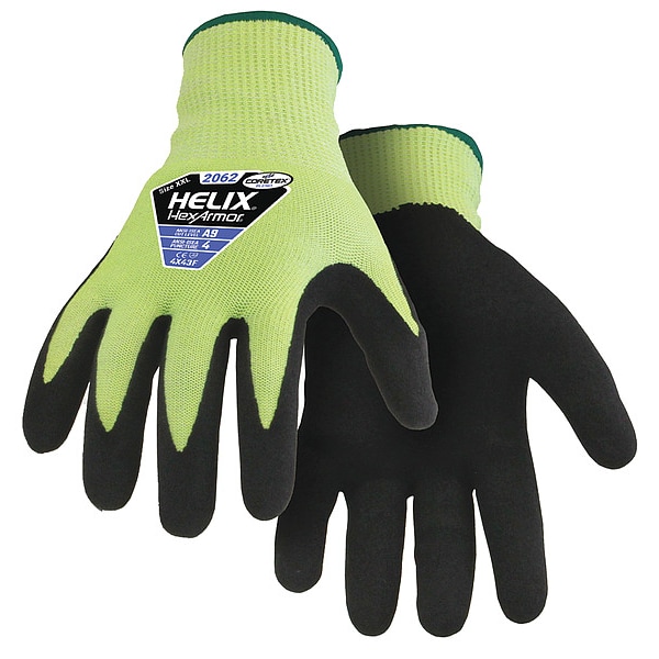 Hexarmor Hi-Vis Cut-Resistant Coated Gloves, Cut Level A9 , Dipped , Nitrile , Sandy , 3XL 1 PR - 2062-XXXL (12)