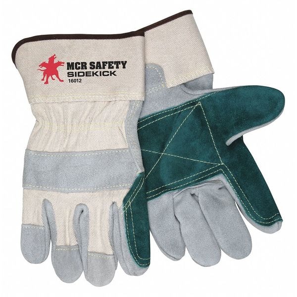 Mcr Safety Leather Cut-Resistant Gloves, Cowhide, Safety Cuff, Wing Thumb, Full Finger, Gray, XL, 12 PK - 16012XL