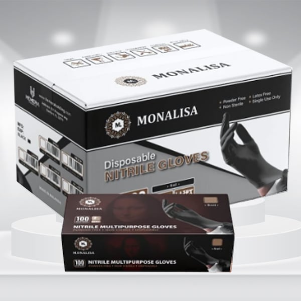 Monalisa Disposable Gloves, 5 mil Palm, Rubber, XL, 1000 PK, Black - MO-BL-1000-XL