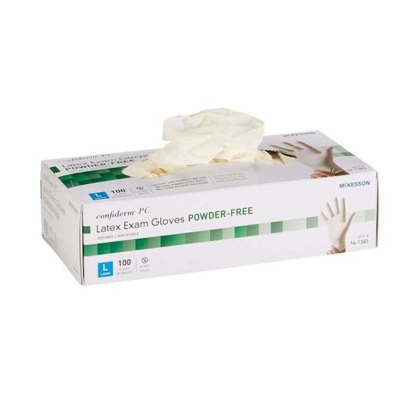 Mckesson Latex Exam Glove, Large, Ivory, 100PK - 14-1383